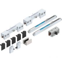 Helm - gt-l Schiebetürbeschlag ohne Laufschiene, Tragkraft 80kg mit Einzugsdämpfung, Alu Edelstahl Effekt