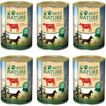 Best Nature Adult, Nassfutter Für Hunde, 6x 400g - Rind, Reis Und Distelöl