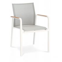 Freizeitmöbel Stapelsessel Paros weiss/grau/Teak ca. 56 x 64 x 85 cm - Best