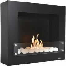 Chimenea de etanol mural en acero lacado Negro