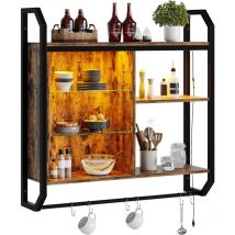 Bestier - tagères flottantes led pour Cuisine, étagères industrielles 84cm avec tablettes en Verre réglables