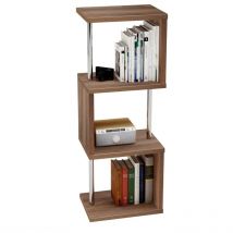 Bestier - Libreria a Forma di s a 4 Ripiani, Scaffalatura Geometrica Moderna, Scaffale di Stoccaggio Indipendente con Struttura in Metallo, Scaffale