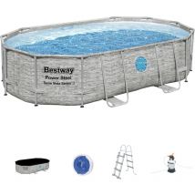 56946 Power Steel Frame Pool Set Swim Vista en imitation pierre, 488x305x107 cm - Bestway