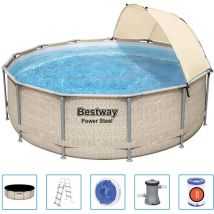 Bestway - Ensemble de piscine avec auvent Power Steel 396x107 cm