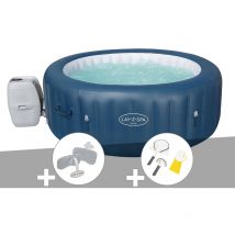 Bestway - Kit spa gonflable Lay-Z-Spa Milan rond Airjet Plus 4/6 places + 2 appuie-têtes + Kit de nettoyage