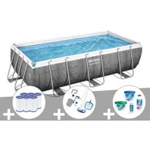 Kit piscine tubulaire rectangulaire Bestway Power Steel 4,04 x 2,01 x 1,00 m + 6 filtres + Kit de traitement au chlore + Kit d'entretien Deluxe