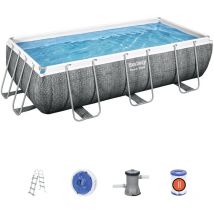 Bestway - Piscine hors sol rectangle Power Steel 404 x 201 x 100 cm rotin gris