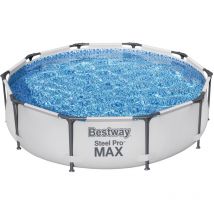 Bestway - Kit Piscine hors sol tubulaire Steel Pro Max - 305 x 76 cm - Ronde (Livrée avec un patche de réparation)