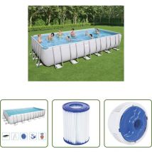 Vidaxl Poolleiter - Bestway Power Steel Swimmingpool-set Rechteckig 732x366x132 Cm
