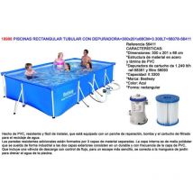 Piscine Pro rectangulaire en acier avec purificateur 300x201x66 3300 L 56411