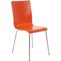 CLP Besucherstuhl Pepe – Holz – Metallgestell in Chromoptik – 120 kg Belastbarkeit – Modernes Design – 87 cm Höhe – 43 cm Breite – 47 cm Tiefe