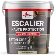 Béton Ciré Escalier - Kit complet - 10 m² (en 2 couches) Lin Beige - ARCANE INDUSTRIES