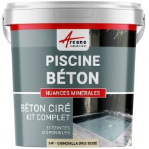 Enduit piscine béton ciré revetement piscine - 8 m² Chinchilla Gris Beige Arcane Industries