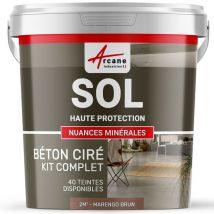 Arcane Industries - Béton Ciré Sol en Kit - Primaire et vernis de finition inclus - 2 m² (en 2 couches) Marengo Brun
