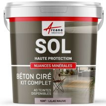 Béton Ciré Sol en Kit - Primaire et vernis de finition inclus - 10 m² (en 2 couches) Lilas Mauve Arcane Industries