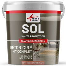 Béton Ciré Sol en Kit - Primaire et vernis de finition inclus - 10 m² (en 2 couches) Rocou Orange Cuivre Arcane Industries