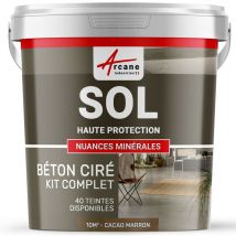 Arcane Industries - Béton Ciré Sol en Kit - Primaire et vernis de finition inclus - 10 m² (en 2 couches) Cacao Marron