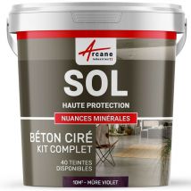 Béton Ciré Sol en Kit - Primaire et vernis de finition inclus - 10 m² (en 2 couches) Mure Violet - ARCANE INDUSTRIES