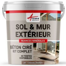 Arcane Industries - beton ciré: kit kunstharz-betonbeschichtung für draussen - Böden, Wände, Terrassen, Balkone, Treppen - Karamell-Braun - 2 m²-Kit
