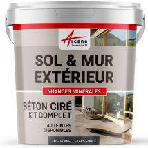 Beton ciré: kit kunstharz-betonbeschichtung für draussen - Böden, Wände, Terrassen, Balkone, Treppen - Flanell-Dunkelgrau - 2 m²-Kit (2 Schichten)
