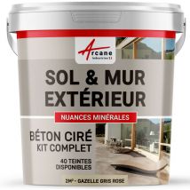 BETON CIRÉ: KIT KUNSTHARZ-BETONBESCHICHTUNG FÜR DRAUSSEN - Böden, Wände, Terrassen, Balkone, Treppen - Gazellen-Grau-Rosa - 2 m²-Kit (2 Schichten)