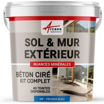 Beton Ciré: Kit Kunstharz-betonbeschichtung Für Draussen - Böden, Wände, Terrassen, Balkone, Treppen - Berliner Blau - 2 M²-kit (2 Schichten)