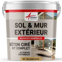 Arcane Industries - beton ciré: kit kunstharz-betonbeschichtung für draussen - Böden, Wände, Terrassen, Balkone, Treppen - Weizen-Gold-Beige - 5