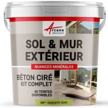 Arcane Industries - Beton Ciré: Kit Kunstharz-betonbeschichtung Für Draussen - Böden, Wände, Terrassen, Balkone, Treppen - Chayote-grün - 5 M²-kit (2 
