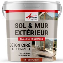 Beton ciré: kit kunstharz-betonbeschichtung für draussen - Böden, Wände, Terrassen, Balkone, Treppen - Goyaven-Rot - 5 m²-Kit (2 Schichten)