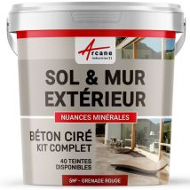 Arcane Industries - Beton Ciré: Kit Kunstharz-betonbeschichtung Für Draussen - Böden, Wände, Terrassen, Balkone, Treppen - Granatapfel-rot - 5 M²-kit 