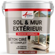 Beton ciré: kit kunstharz-betonbeschichtung für draussen - Böden, Wände, Terrassen, Balkone, Treppen - Preiselbeer-Rot - kit 10 m2 (2 couches)