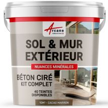 Arcane Industries - beton ciré: kit kunstharz-betonbeschichtung für draussen - Böden, Wände, Terrassen, Balkone, Treppen - Kakao-Braun - kit 10 m2 (2