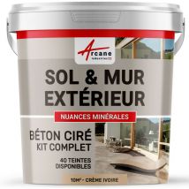 Beton Ciré: Kit Kunstharz-betonbeschichtung Für Draussen - Böden, Wände, Terrassen, Balkone, Treppen - Elfenbein-creme-weiß - Kit 10 M2 (2 Couches)
