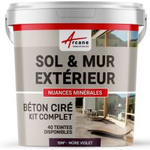 Arcane Industries - beton ciré: kit kunstharz-betonbeschichtung für draussen - Böden, Wände, Terrassen, Balkone, Treppen - Brombeer-Lila - kit 10 m2