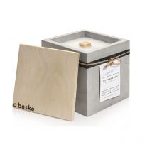 Betonfeuer Fuego 17x17x17cm Tischfeuer Garten-Fackel Outdoor-Kerze mit Dauerdocht inkl. Löschbrett