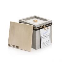 Betonfeuer Kea 13x13x13cm Tischfeuer Garten-Fackel Outdoor-Kerze mit Dauerdocht inkl. Löschbrett