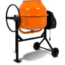 Eberth - 160L Bétonnière Électrique, 650W, Portable, Châssis, Tambour et Couronne Dentée en Acier, Volant Verrouillable, Plaque de Base Stable, pour