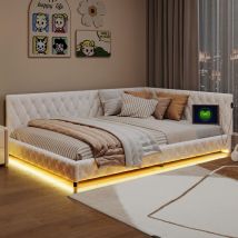 Bett 140 X 200 Mit Lattenrost, Bett 140x200, Bett 140, Elegantes Schlafsofa Mit Integrierter Led-beleuchtung Und Usb-anschluss, Ergonomisches Design 