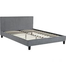 Doppelbett aus Cord "Ambre" - 160 x 200 - Grau