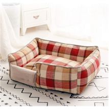 Trade Shop Traesio - Trade Shop - Hundebett, atmungsaktiv, Baumwolle, waschbar, Sofa, Größe xl, 76 x 71 cm, rotes Gitter -