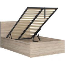 Petits-Meubles Kastenbett 120x200cm Holzoptik – MDF, Spanplatten – Inkl. Lattenrost, Gasdruckfeder – 200 kg max. Gewicht – 12 Monate Garantie