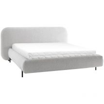 Petits-Meubles Kastenbett 160x200 cm Hellgrau – Stoff 100% Polyester – Boxspring – 1 große Aufbewahrungsbox – 250 kg