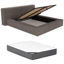 Pascal Morabito - Bett mit Bettkasten + Matratze - 160 x 200 cm - Cord - Taupe - timano von