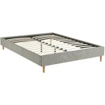 Bett mit Lattenrost 140 x 190cm fein gerippter Cord-Bezug - Sweeek