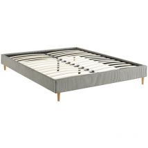Bett mit Lattenrost 160 x 200cm fein gerippter Cord-Bezug - Sweeek