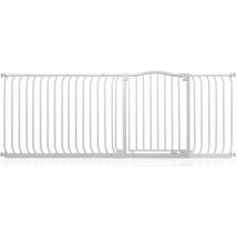Bettacare - Curved Top Dog Gate, 198cm - 207cm, Matt White, Pressure Fit Pet Gate for Dog and Puppy, Pet and Dog Barrier