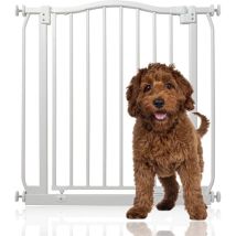 Bettacare - Curved Top Dog Gate, 71cm - 80cm, Matt White, Pressure Fit Pet Gate for Dog and Puppy, Pet and Dog Barrier