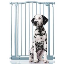 Bettacare - Extra Tall Curved Top Dog Gate, 71cm - 80cm, Matt Grey, Extra Tall 100cm in Height, Pressure Fit Pet Gate