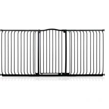 Bettacare - Extra Tall Curved Top Dog Gate, 197cm - 206cm, Matt Black, Extra Tall 100cm in Height, Pressure Fit Pet Gate