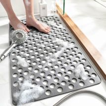 Tapis antidérapant pour salle de bain - Imperméable et anti-chute - Gris - 75 x 43 cm